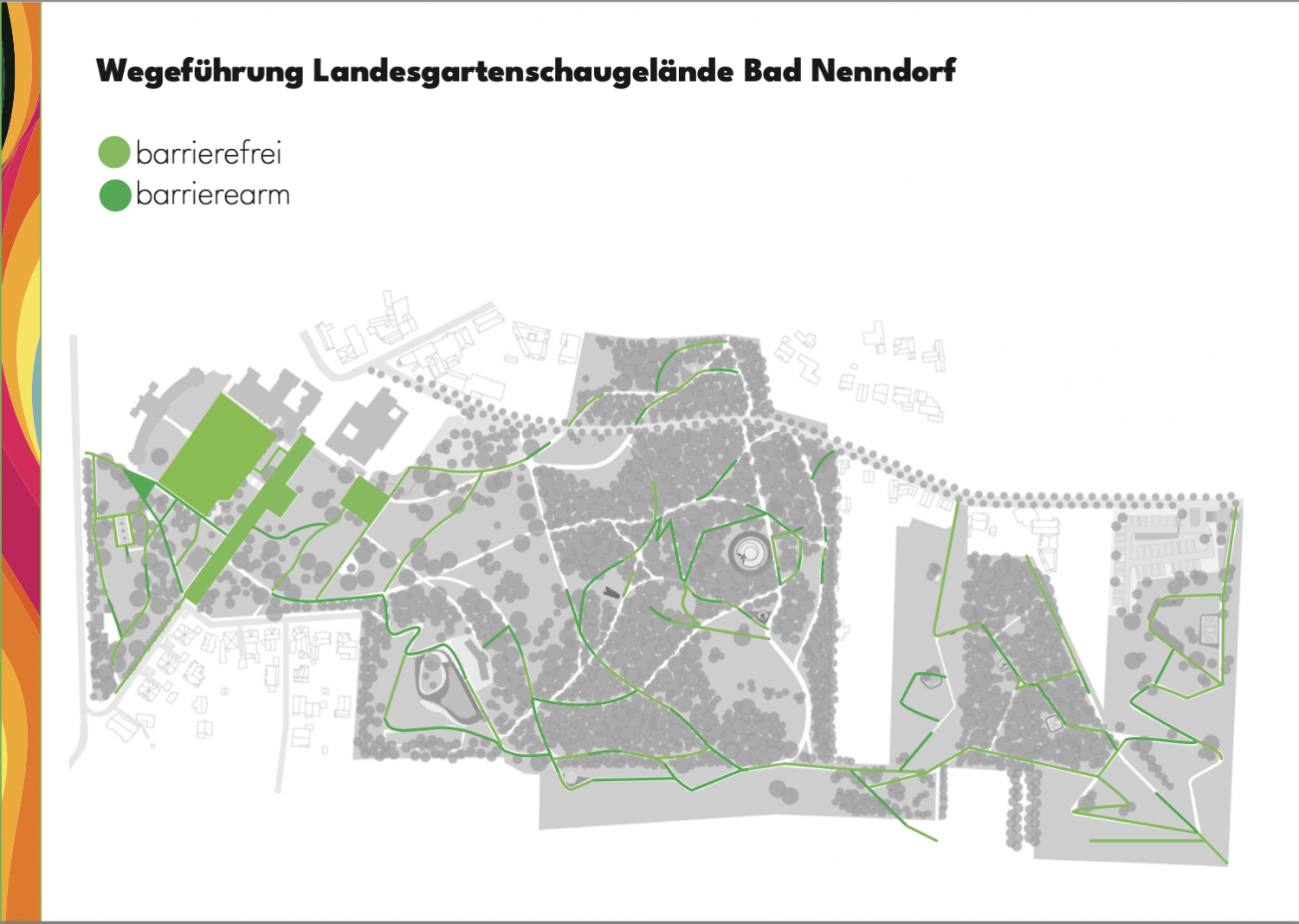 Der Galenberg kann ab 2026 einfacher erreicht werden. Die Karte stellt die barrierearmen und -freien Wege heraus.